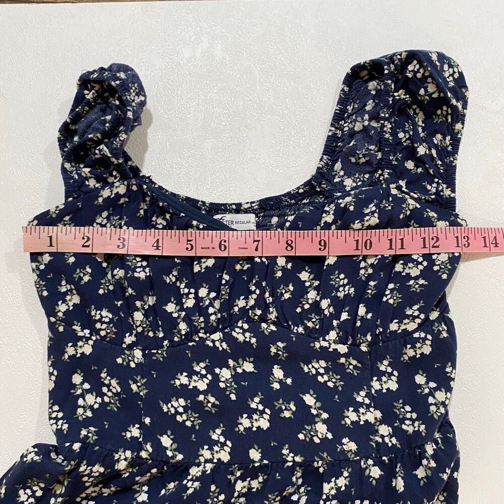 Hollister Blue Floral Mini Dress XS Cottagecore Babydoll Summer Dress - Picture 5 of 7